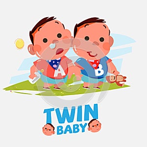 Twin babies boy in various acting -