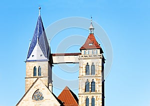 Twin bell tower of St. Dionysius church, Esslingen