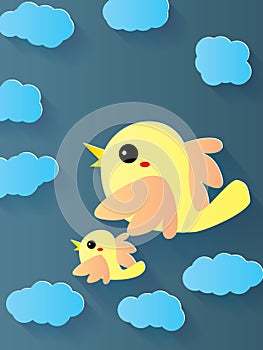 Twin bird fly cloud