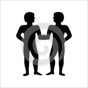 twin brothers black silhouette Gemini vector illustration