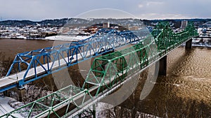 Twin Cantilever Warren Truss Bridges - Ohio River - Ohio and Ashland, Kentucky