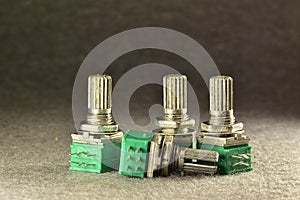 Twin carbon potentiometers in a miniature plastic case photo