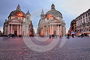 Twin Churches on Piazza del Popolo