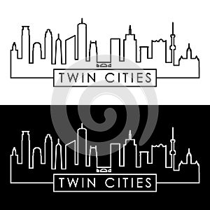 Twin cities skyline. Linear style.