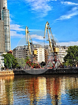 twin cranes in pueto madero Argentina