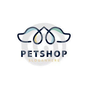 Twin Dogs and Heart for Petshop Logo Design.