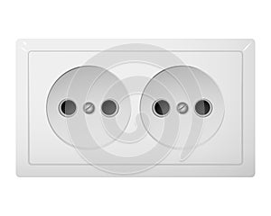 Twin electrical socket Type C. Power plug.