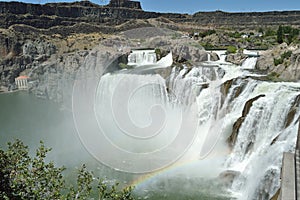 Twin Falls Idaho Shoshone Falls mist with rainbow horizontal