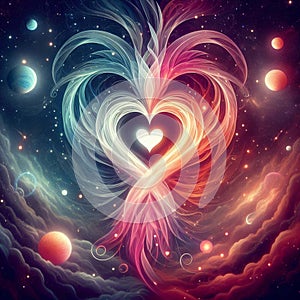 Twin flame couple. Soulmates. The concept of magical, esoteric, tantric, spiritual love. Connection between souls