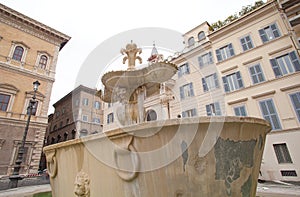Twin Fountains with icycle in piazza Farnese, rome.