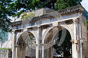 Twin Gates also called Porta Gemina or Dvojna vrata in Pula, Croatia