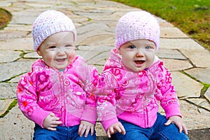 Twin Girls in Pink