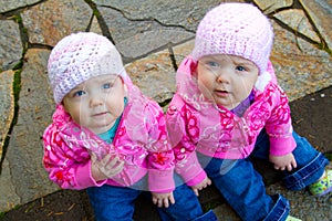 Twin Girls in Pink