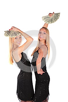 Twin girls sway Dollars photo