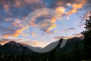 Twin lake sunset cloudscape alpine glow amber bliss