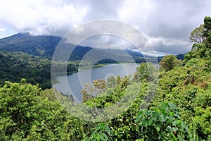 Twin lake view at Bali island, Indonesia - Tamblingan lake photo