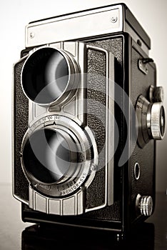 A twin-lens reflex camera (TLR)