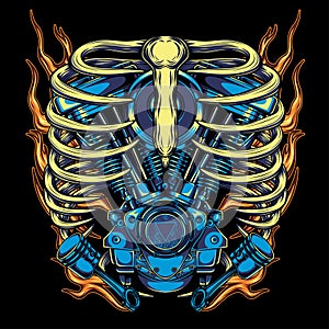 twin motor engine illustration