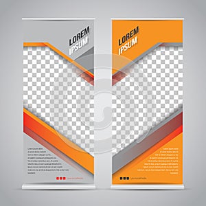 Twin orange roll up banner stand design template