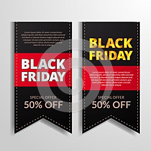 Twin pricetag bookmark mark price discount for black friday sale offer template for clothing fashion