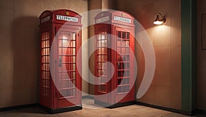 Twin Red Telephone Booths in Interior