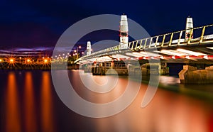 Twin Sails lifting bridge and reflections, Poole Harbour in Dorset