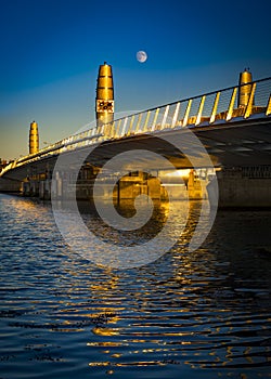 Twin Sails lifting bridge and reflections, Poole Harbour in Dorset