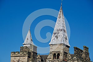 The twin spires of the castle