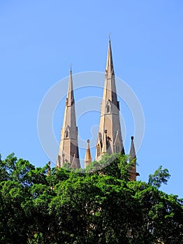 Twin Spires, St Mary`s Cathedral, Sydney, Australia