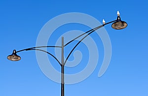 Twin street lamp with birds