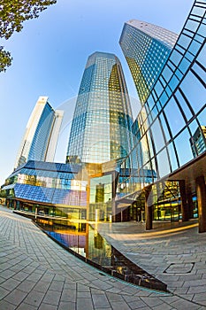 Twin towers Deutsche Bank I and II in Frankfurt.