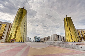 Twin towers in governmental district, Astana photo