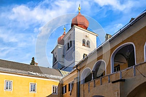 Twin towers of the Millstatt Abbey, Austria