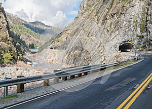 Twin tunnels on the Feather River Canyon