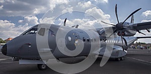 Twin-turboprop tactical military transport aircraft EADS CASA C-295M.