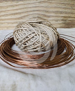 Twine and copper wire
