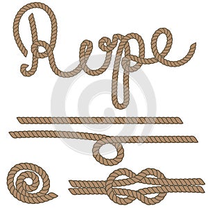 Twine rope knot brush. Brown pattern string.