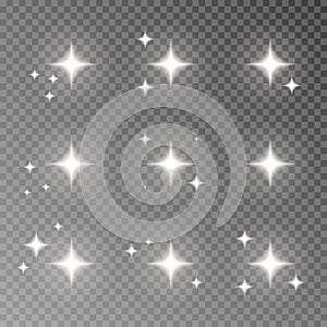 Twinkle sparkle vector isolated on transparent background. Flash light camera effect. Glare lens col