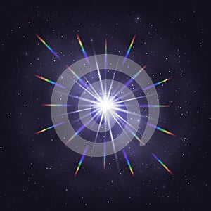 Twinkling cosmic star rainbow glare