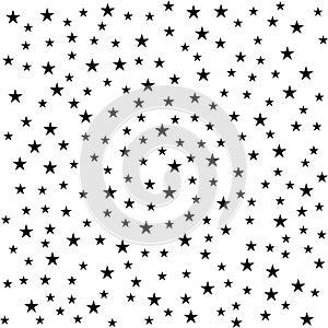 Twinkling stars pattern, starry sky background, black isolated on white, vector illustration.