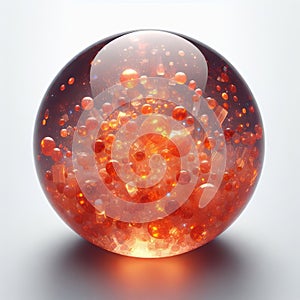 Twinkling sunstone cabochon with orange and red sparkles, pried photo