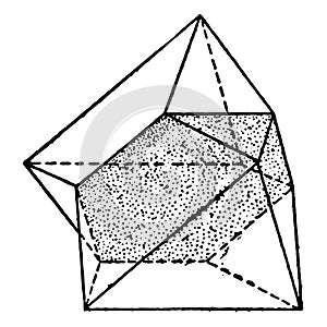 Twinned octahedron vintage illustration
