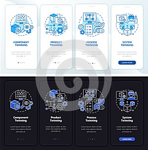 Twinning levels night and day mode onboarding mobile app screen