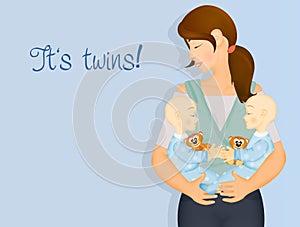 Twins birth announcement postcard