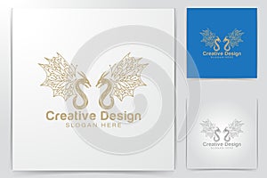 twins. dragon fly logo Ideas. Inspiration logo design. Template Vector Illustration. Isolated On White Background