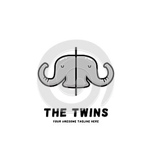 The twins elephant head logo symbol in cartoon style