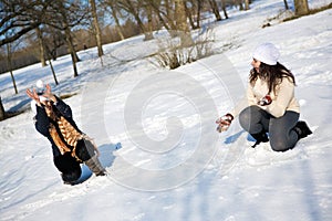 Twins have fun in the park