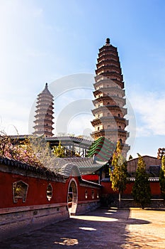 Twins pagodas-The old landmark of Taiyuan city