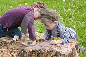 Twins play with concentration