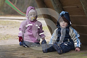 Twins on playground